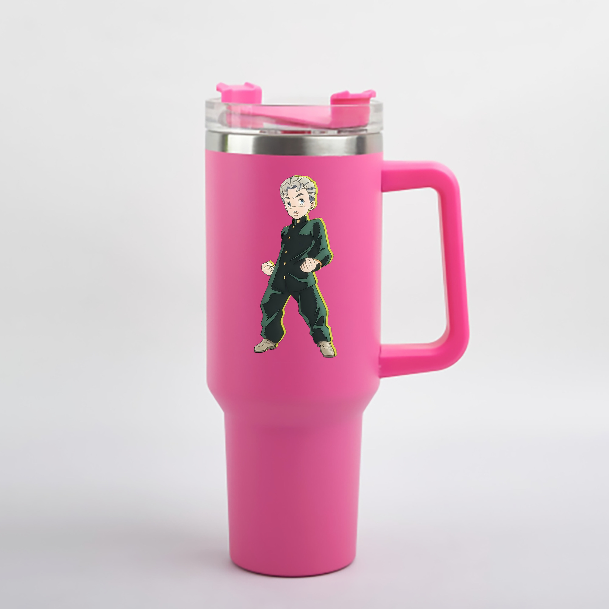 （画像用） ジョジョの奇妙な冒険 広瀨康一 JoJo's Bizarre Adventure Hirose Koichi 1200mL車用タンブラー - クリスタルステッカー（プラスチックストロー付き）
